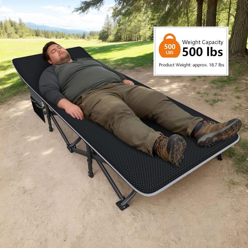ATORPOK Oversized Camping Cot for Adults with Cushion Comfortable, Extra Wide 31.5'' Folding Bed for Sleeping, Lightweight Folding Bed with Carry Bag Supports 500 lbs - Image 2